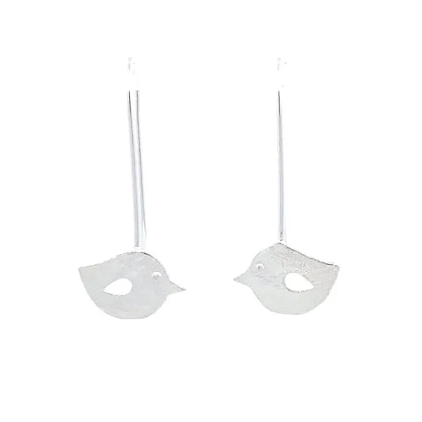 Sterling Silver Medium Bird Earrings Erica DelGardo Jewelry Designs Houston, TX