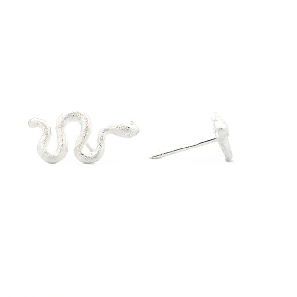 Sterling Silver Small Snake Earrings Image 2 Erica DelGardo Jewelry Designs Houston, TX