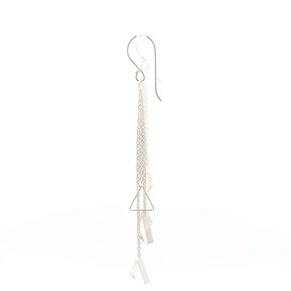 Sterling Silver Multi Chain Triangle Dangle Earrings Image 3 Erica DelGardo Jewelry Designs Houston, TX
