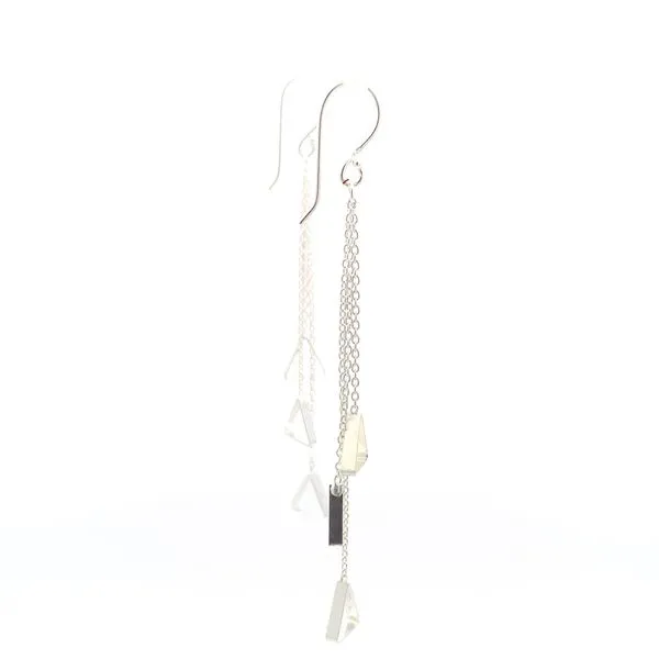 Sterling Silver Multi Chain Triangle Dangle Earrings Image 5 Erica DelGardo Jewelry Designs Houston, TX