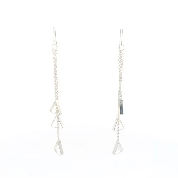 Sterling Silver Multi Chain Triangle Dangle Earrings Erica DelGardo Jewelry Designs Houston, TX