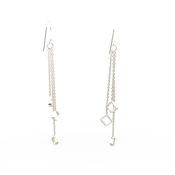 Sterling Silver Multi Chain Square Dangle Earrings Image 4 Erica DelGardo Jewelry Designs Houston, TX