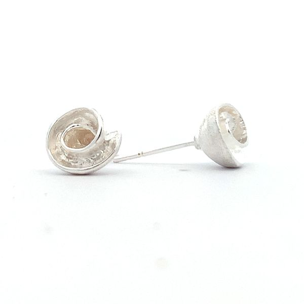 Sterling Silver Pinwheel Flower Earrings Image 2 Erica DelGardo Jewelry Designs Houston, TX