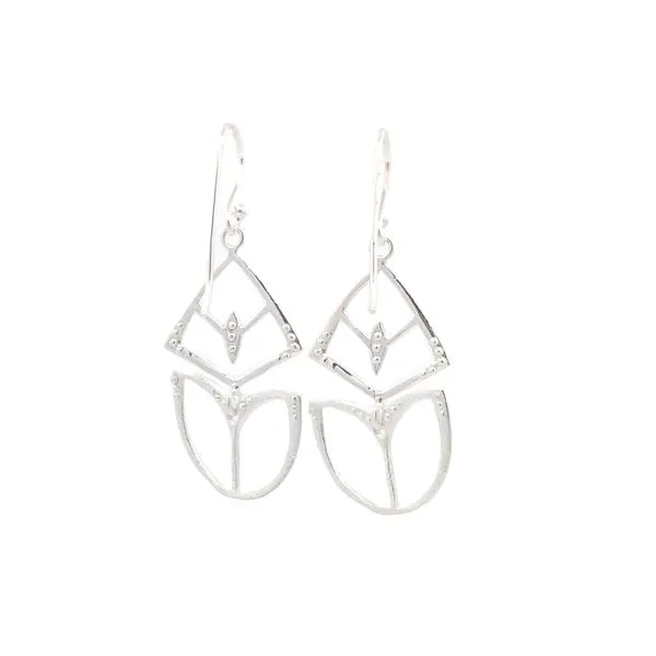 Sterling Silver Geometric Flowerpot Earrings Image 3 Erica DelGardo Jewelry Designs Houston, TX