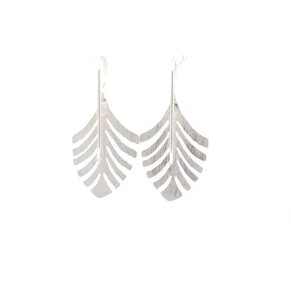 Sterling Silver Large Fern Leaf Earrings Image 3 Erica DelGardo Jewelry Designs Houston, TX
