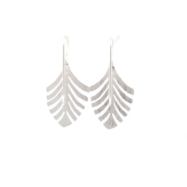 Sterling Silver Large Fern Leaf Earrings Image 3 Erica DelGardo Jewelry Designs Houston, TX