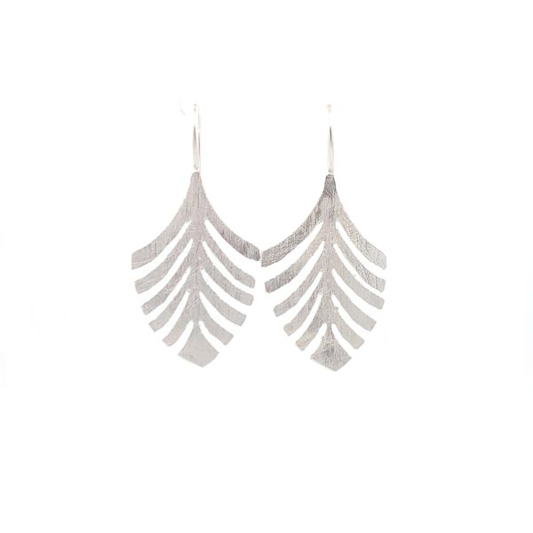 Sterling Silver Large Fern Leaf Earrings Erica DelGardo Jewelry Designs Houston, TX