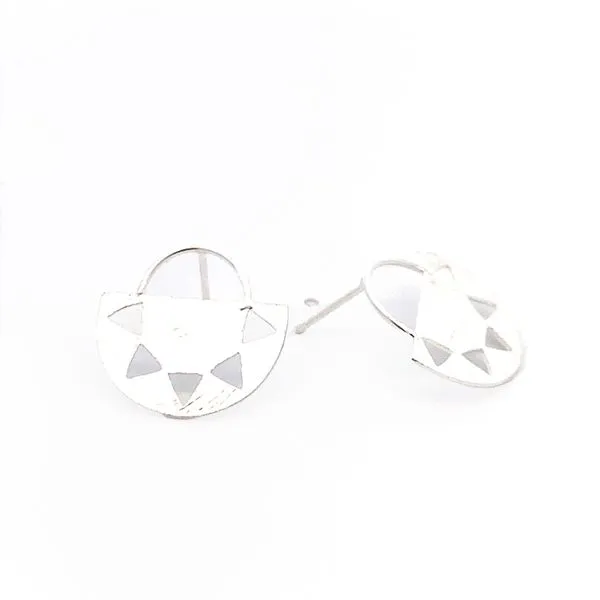 Sterling Silver Sun Half Circle Earrings Image 2 Erica DelGardo Jewelry Designs Houston, TX