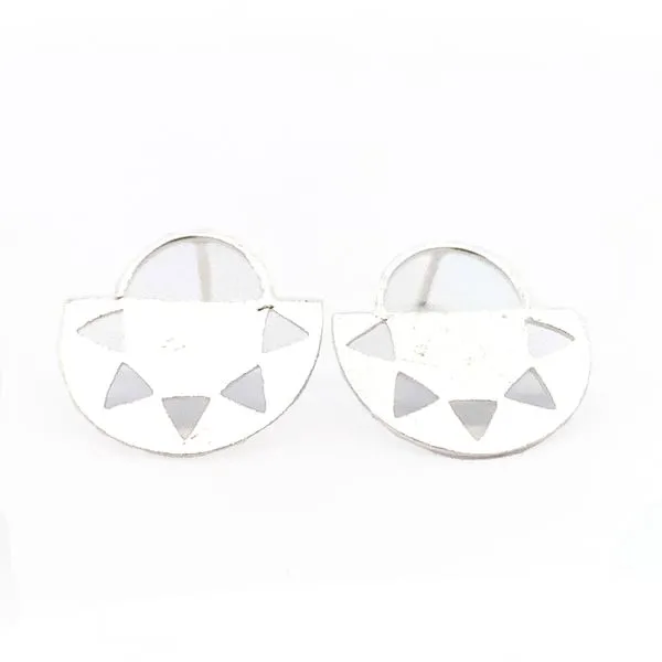 Sterling Silver Sun Half Circle Earrings Erica DelGardo Jewelry Designs Houston, TX