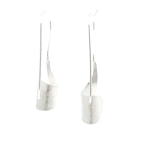 Sterling Silver Short Ribbon Earrings Image 3 Erica DelGardo Jewelry Designs Houston, TX