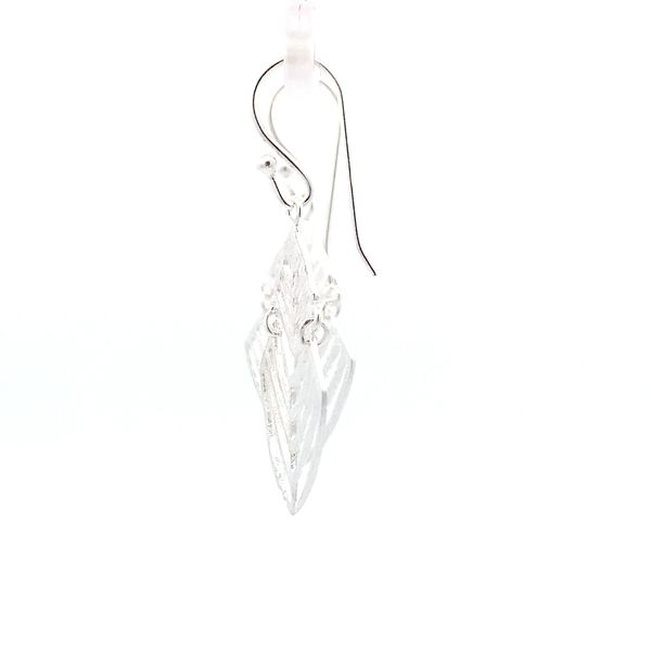 Sterling Silver Segmented Leaf Cutout Earrings Image 2 Erica DelGardo Jewelry Designs Houston, TX