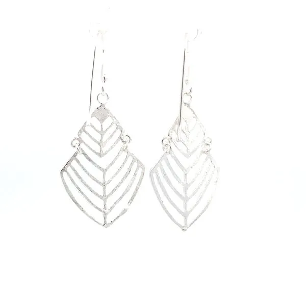 Sterling Silver Segmented Leaf Cutout Earrings Image 3 Erica DelGardo Jewelry Designs Houston, TX