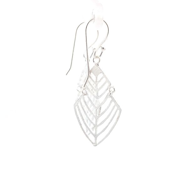 Sterling Silver Segmented Leaf Cutout Earrings Image 4 Erica DelGardo Jewelry Designs Houston, TX