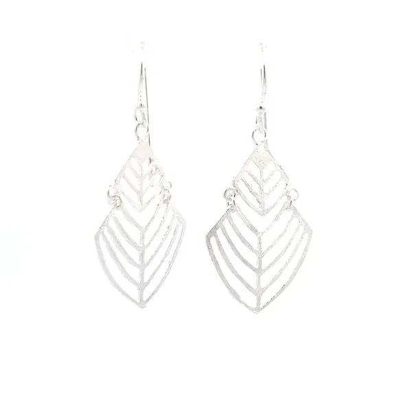 Sterling Silver Segmented Leaf Cutout Earrings Erica DelGardo Jewelry Designs Houston, TX