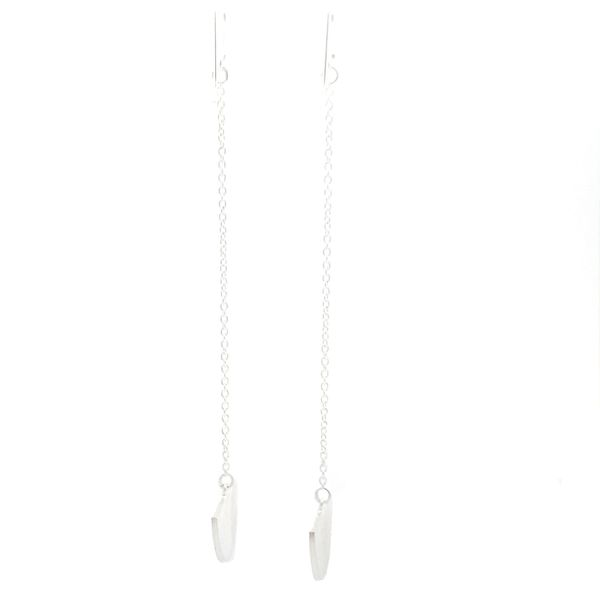 Sterling Silver Half Circle Chain Earrings Image 2 Erica DelGardo Jewelry Designs Houston, TX