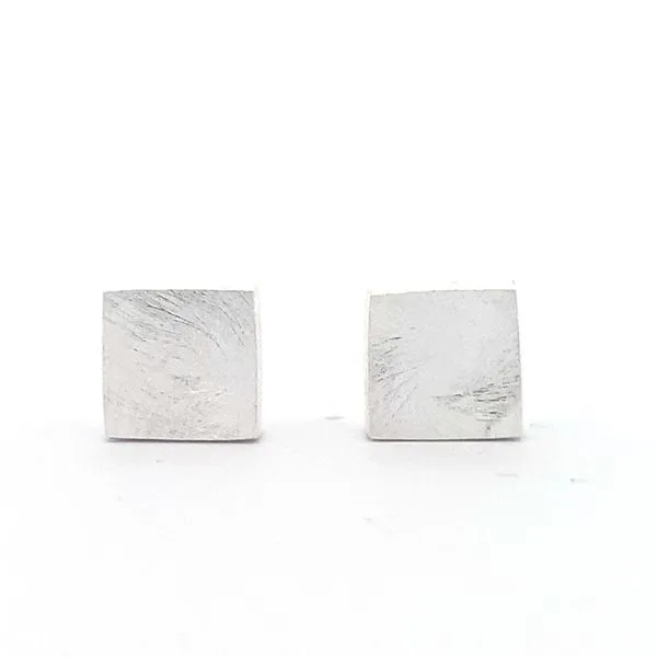 Sterling Silver Thick Square Earrings Erica DelGardo Jewelry Designs Houston, TX
