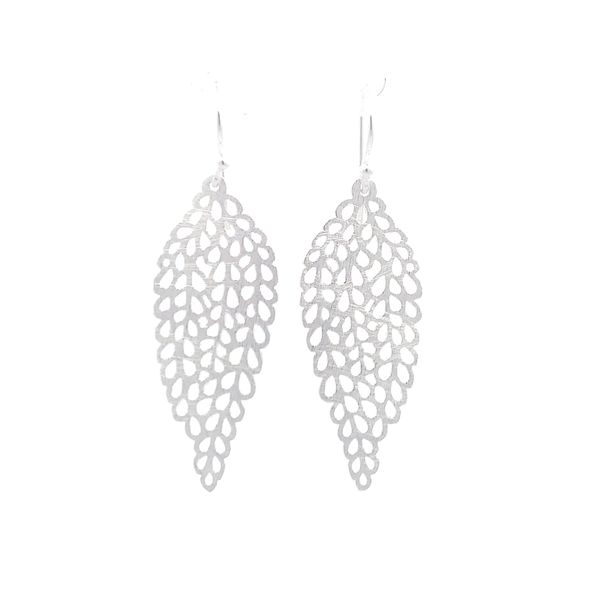 Sterling Silver Lace Leaf Earrings Erica DelGardo Jewelry Designs Houston, TX