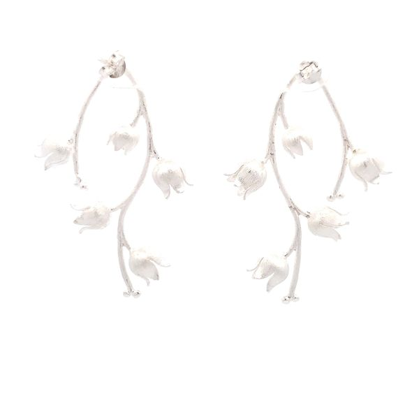 Sterling Silver Hanging Tulip Earrings Image 3 Erica DelGardo Jewelry Designs Houston, TX