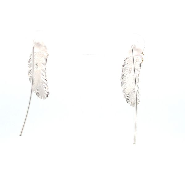 Sterling Silver Two Tone Feather Earrings Image 3 Erica DelGardo Jewelry Designs Houston, TX