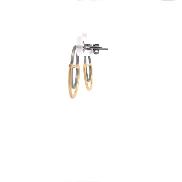 Sterling Silver Two Tone Circle & Half Circle Earrings Image 3 Erica DelGardo Jewelry Designs Houston, TX