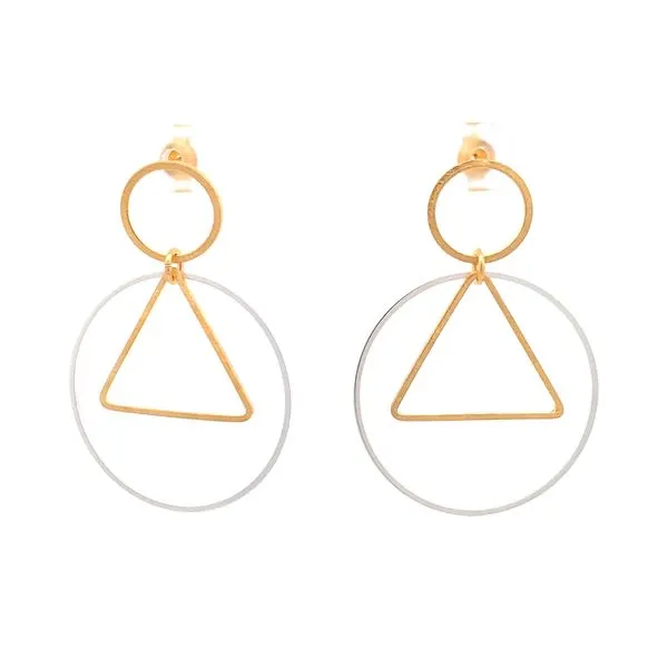Sterling Silver Two Tone Triangle in Circle Earrings Image 5 Erica DelGardo Jewelry Designs Houston, TX