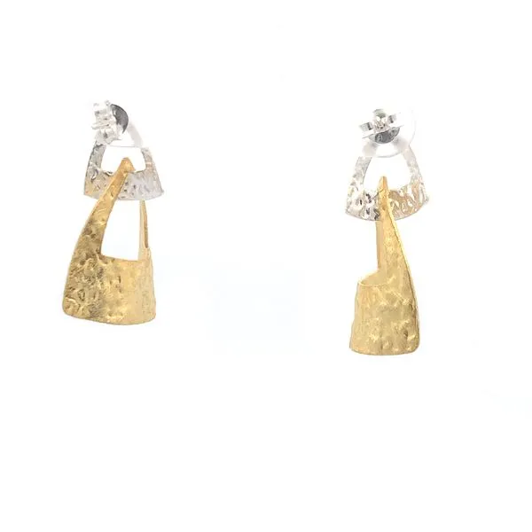 Sterling Silver Two Tone Hammered Triangle Earrings Image 3 Erica DelGardo Jewelry Designs Houston, TX