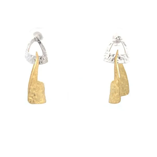 Sterling Silver Two Tone Hammered Triangle Earrings Erica DelGardo Jewelry Designs Houston, TX