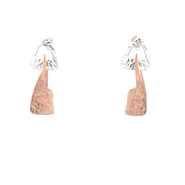 Sterling Silver Two Tone Hammered Triangle Earrings Erica DelGardo Jewelry Designs Houston, TX
