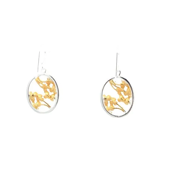 Sterling Silver Two Tone Flowers in Circle Earrings Image 4 Erica DelGardo Jewelry Designs Houston, TX