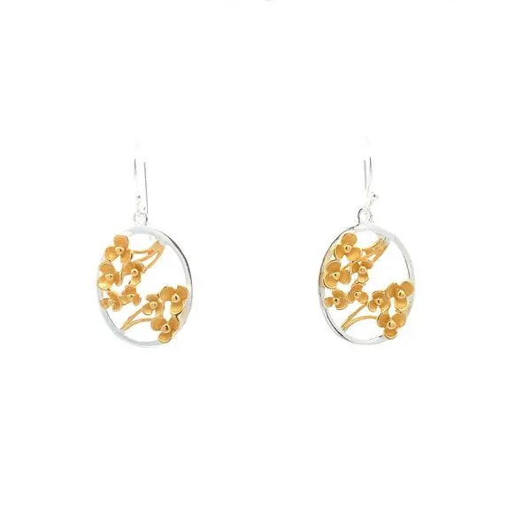 Sterling Silver Two Tone Flowers in Circle Earrings Erica DelGardo Jewelry Designs Houston, TX