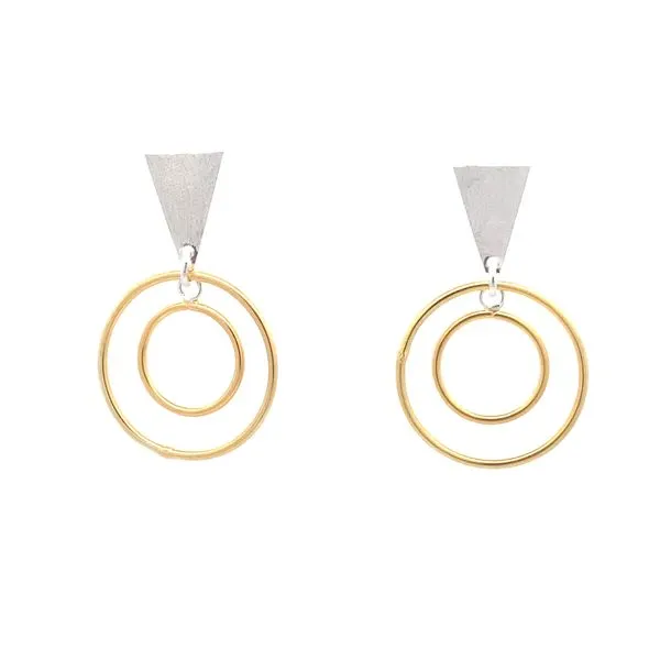 Sterling Silver Two Tone Triangle & 2 Circle Earrings Erica DelGardo Jewelry Designs Houston, TX