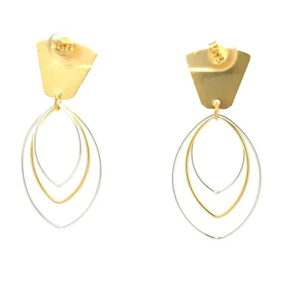 Sterling Silver Two Tone Triangle & 3 Marquise Shape Earrings Image 3 Erica DelGardo Jewelry Designs Houston, TX