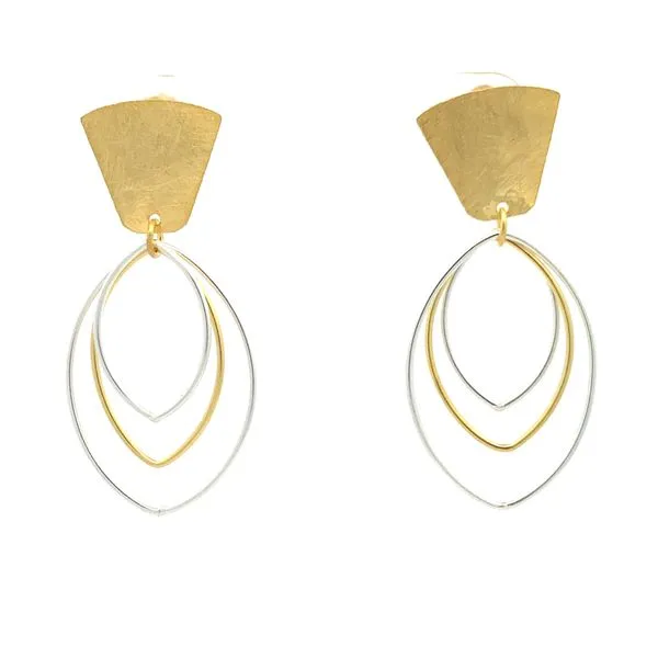 Sterling Silver Two Tone Triangle & 3 Marquise Shape Earrings Erica DelGardo Jewelry Designs Houston, TX