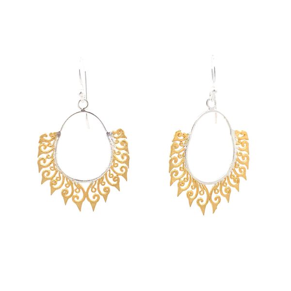 Sterling Silver Two Tone Fire Swirl Earrings Erica DelGardo Jewelry Designs Houston, TX