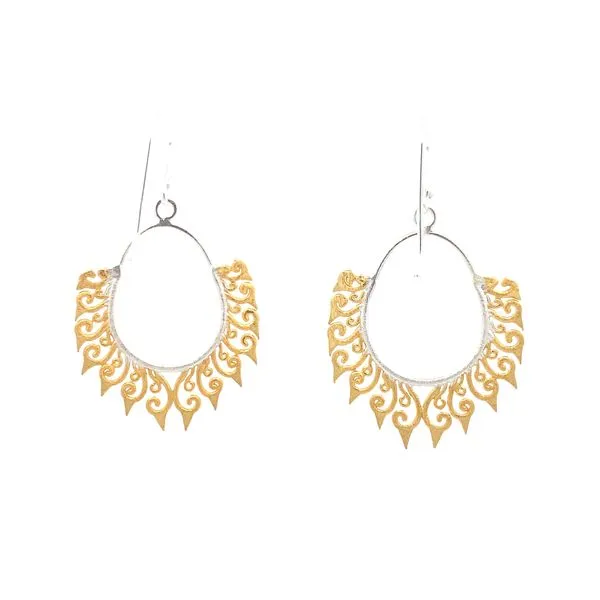Sterling Silver Two Tone Fire Swirl Earrings Image 3 Erica DelGardo Jewelry Designs Houston, TX