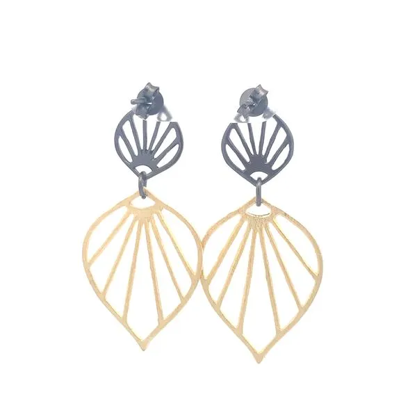 Sterling Silver Two Tone Pointed Butterfly Wing Stud Earrings Image 3 Erica DelGardo Jewelry Designs Houston, TX