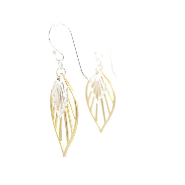 Sterling Silver Two Tone Pointed Butterfly Wing Hook Earrings Image 2 Erica DelGardo Jewelry Designs Houston, TX