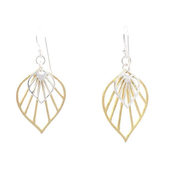 Sterling Silver Two Tone Pointed Butterfly Wing Hook Earrings Image 3 Erica DelGardo Jewelry Designs Houston, TX