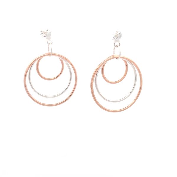 Sterling Silver Two Tone 3 Circle Earrings Image 3 Erica DelGardo Jewelry Designs Houston, TX