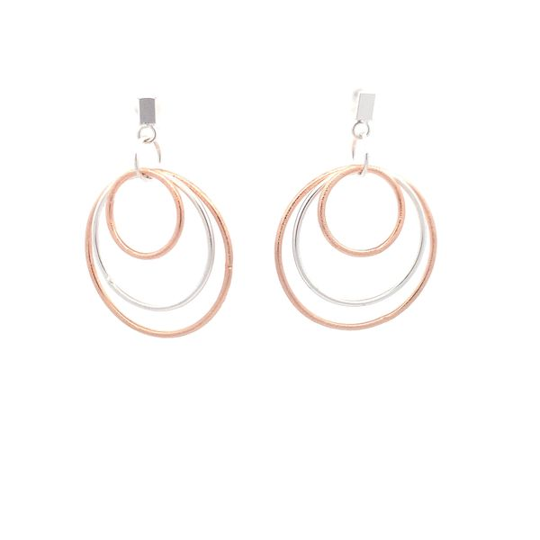 Sterling Silver Two Tone 3 Circle Earrings Erica DelGardo Jewelry Designs Houston, TX