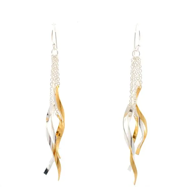 Sterling Silver Two Tone Spiral Chain Dangle Earrings Erica DelGardo Jewelry Designs Houston, TX