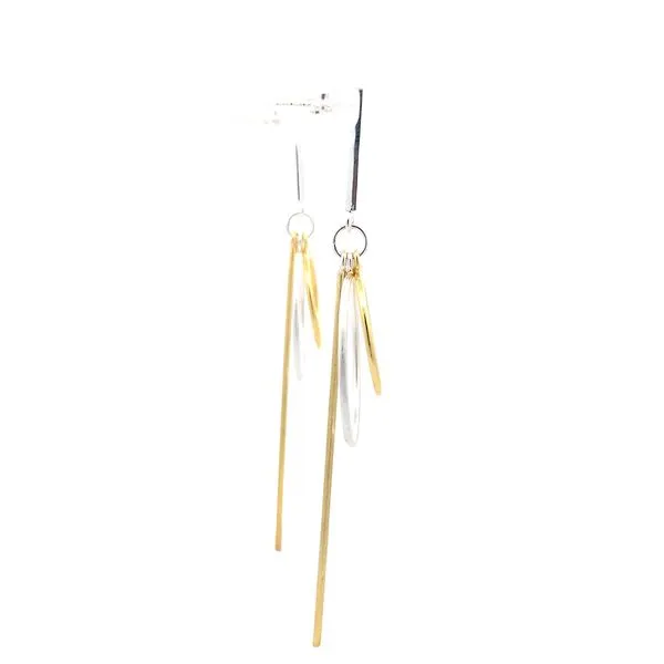 Sterling Silver Two Tone Circle & Stick Earrings Image 4 Erica DelGardo Jewelry Designs Houston, TX