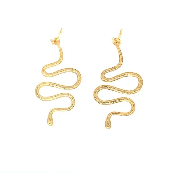 Sterling Silver GP Large Snake Earrings Image 4 Erica DelGardo Jewelry Designs Houston, TX