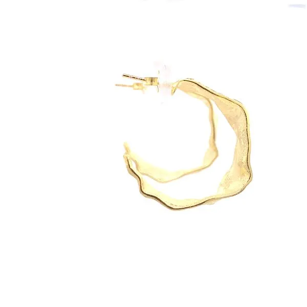 Sterling Silver GP Wavy Leaf Hoops Image 4 Erica DelGardo Jewelry Designs Houston, TX