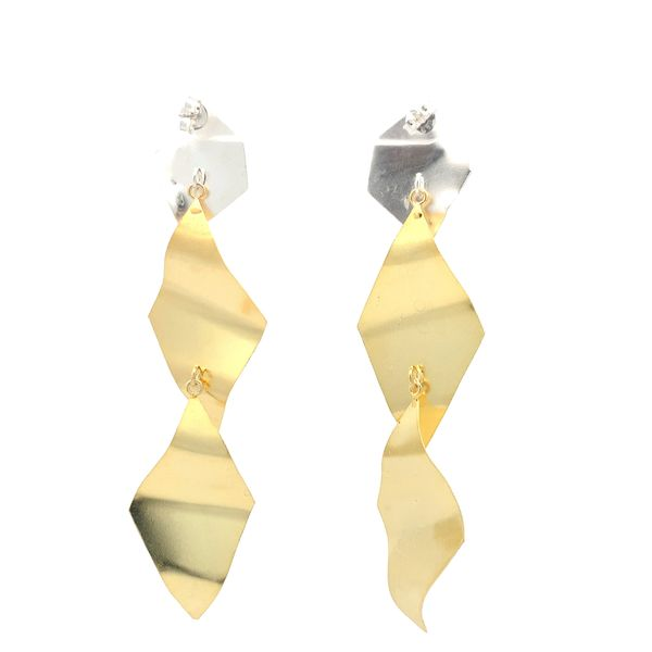 Sterling Silver Two Tone Sheet Metal Earrings Image 3 Erica DelGardo Jewelry Designs Houston, TX