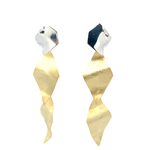 Sterling Silver Two Tone Sheet Metal Earrings Erica DelGardo Jewelry Designs Houston, TX