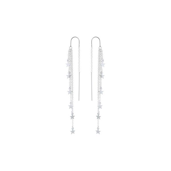 Sterling Silver Twinkle Stars Threader Earrings Erica DelGardo Jewelry Designs Houston, TX