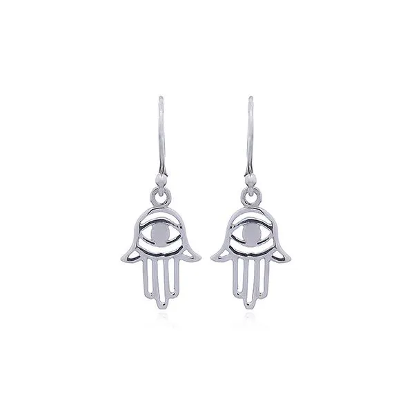 S.S. Hamsa Evil Eye Dangle Earrings Erica DelGardo Jewelry Designs Houston, TX