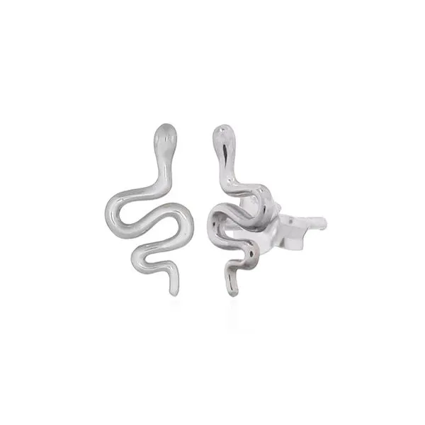 Sterling Silver Small Snake Earrings Image 2 Erica DelGardo Jewelry Designs Houston, TX