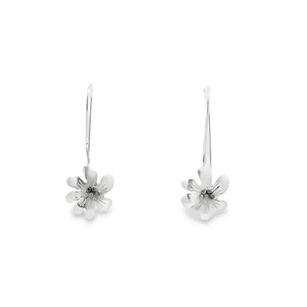 Sterling Silver Two Tone Hanging Flower Earrings Erica DelGardo Jewelry Designs Houston, TX